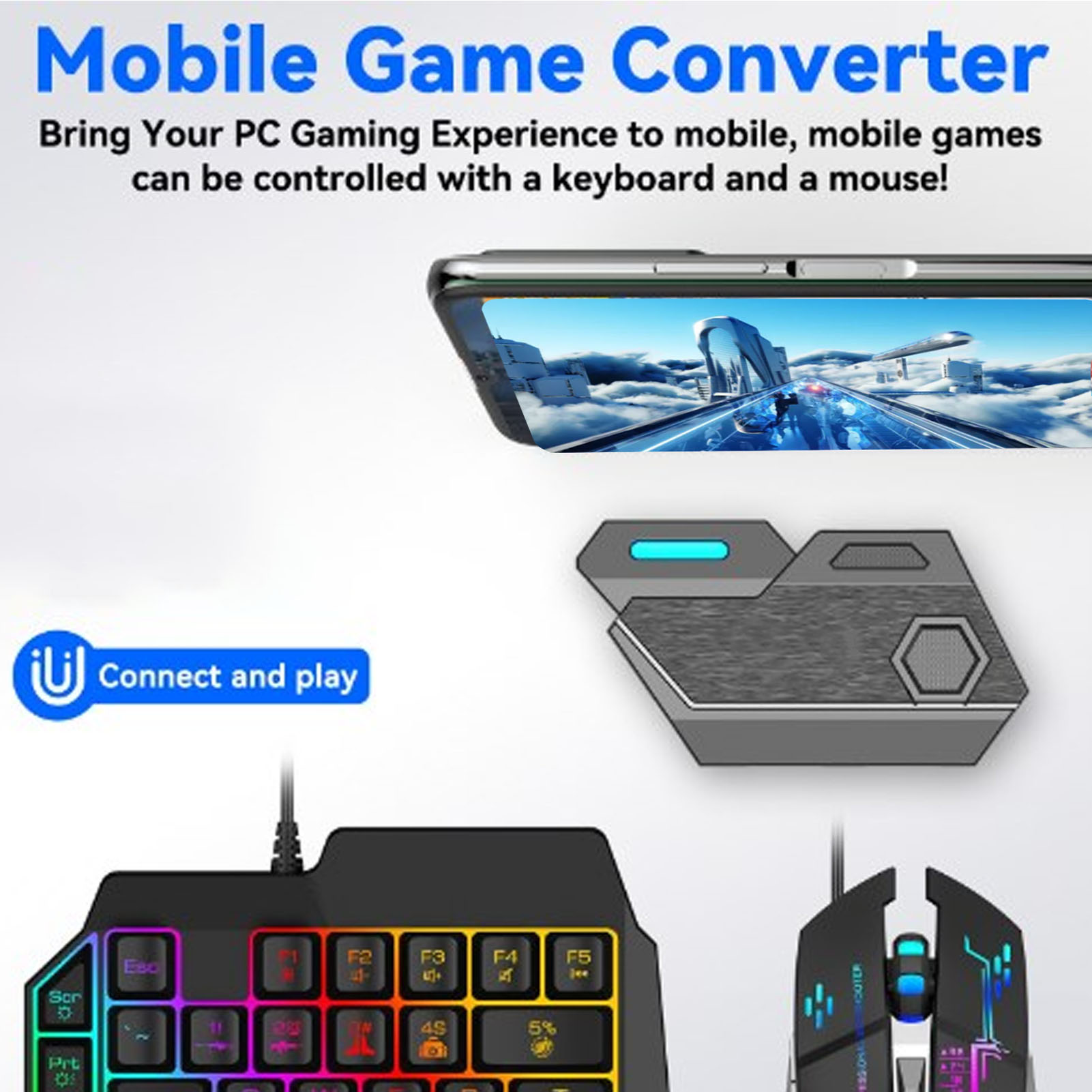 Gaming Keyboard Mobile - Комбинированный пакет для мобильных игр, подключение