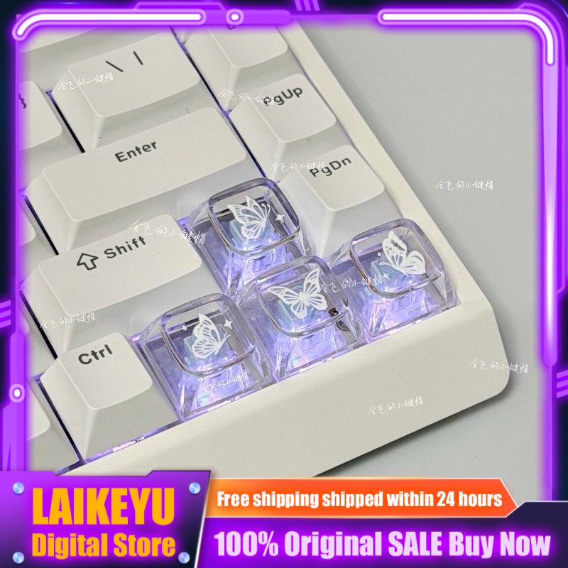 Keyboard Gaming Transparent - Прозрачные кейкапы с тематикой бабочек, милые,