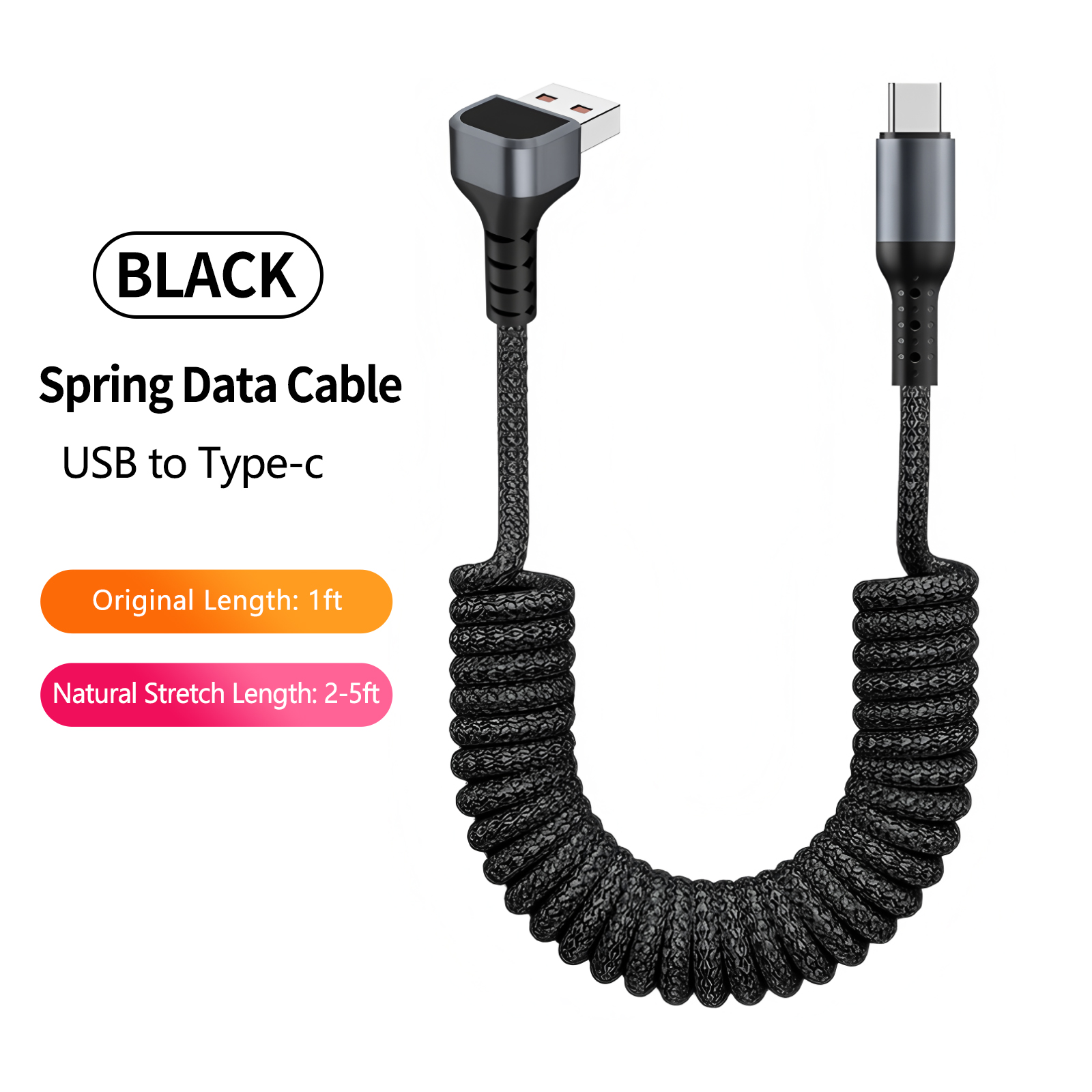 Coiled Usb Cable - Кабель USB-A на USB-C с угловым