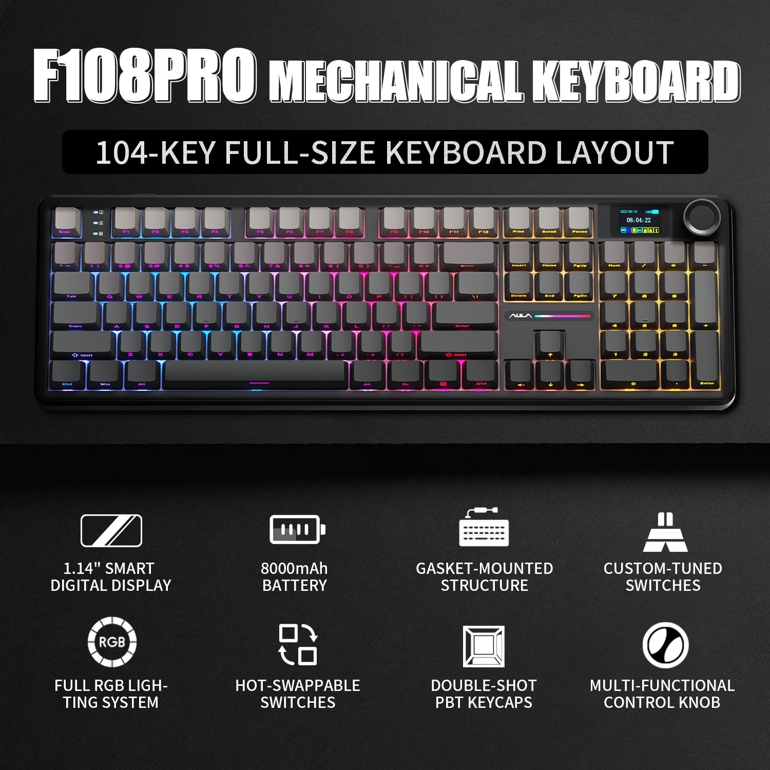 Keyboard Gaming Transparent - Механическая клавиатура AULA F108 PRO с